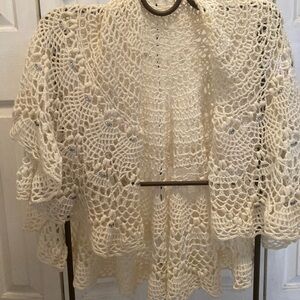 Crochet rhinestone embellished  Circular, Pi shawl